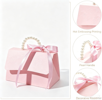 Boîte cadeau de luxe, kit DIY, élégante boîte à bonbons en papier avec poignée en perles, emballage cadeau exquis pour mariage, anniversaire, fête