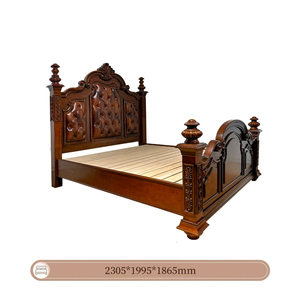 <span class=keywords><strong>Letto</strong></span> Matrimoniale Americano in Legno Massello e Vera Pelle, Stile Colonna Romana, Lusso Retrò Americano, 1,8 m - Product Image 5
