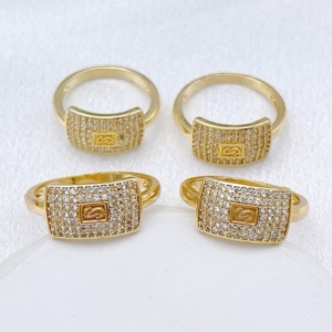 JML Venta Directa de Fábrica Anillos de Latón Laminado en Oro de 14K Estilo Mónaco con Circonita Cúbica y Diamante Brillante Personalidad Hip Hop - Product Image 2