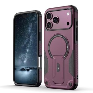 Funda Protectora para Teléfono con Soporte Plegable, TPU Suave + PC Rígido, para iPhone 17 18 Pro Max 15 14 13 12 16 Pro Max, Cubierta Trasera Magnética - Product Image 1