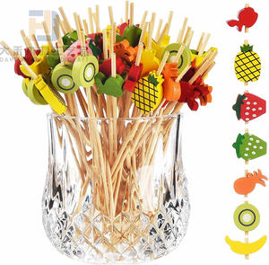 100 pièces Coloful bambou bois fruits bâton en bois Tropical Cocktail cure-dents bâtons pour apéritifs <span class=keywords><strong>Sandwich</strong></span> boissons fête fournitures - Product Image 1