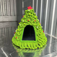 Nichoir pour animaux de compagnie en forme de sapin de Noël, nid triangulaire en nylon, imprimé animal mignon, abri portable pour chats et chiens, intérieur/extérieur