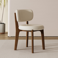 Chaise de salle à manger en bois de caoutchouc de luxe solide et léger Design moderne simple avec sac souple Retour Mobilier de salle à manger confortable pour la maison