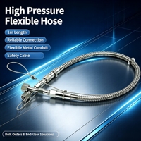 Tuyau flexible haute pression 1M en acier inoxydable 316SS poli de classe 3000 avec câble de sécurité, tube tressé pour gaz Bayou-Lok