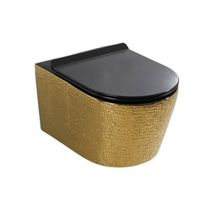 Inodoro de cerámica de una pieza, montado en la pared, alargado, de oro rosa, modelo 2020 Chaozhou Flushing. - Product Image 4