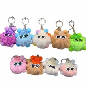 Pendentif boule de poils de lapin de haute qualité, protection de l'environnement, fourrure artificielle, accessoire porte-clés, pour sac - Product Image 5
