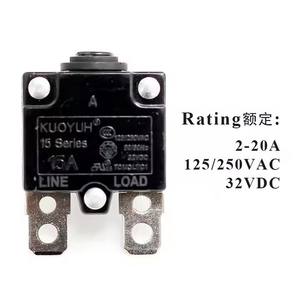 32V 50V DC Kuoyuh 15 시리즈 15A 플라스틱 너트 재설정 가능한 열 모터 보호 회로 차단기 과부하 보호 스위치 - Product Image 3