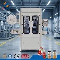 Machine d'étiquetage rétractable à double tête pour bouteilles rondes et carrées