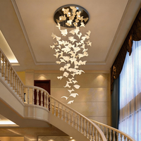 Lustres d'escalier modernes Art Déco, lustre en spirale à feuilles, luminaire de plafond, centre de table