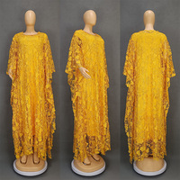 8861 #   Robes africaines pour femmes, vêtements amples en dentelle, robe longue + robe intérieure, ensemble de 2 pièces, robes Dashiki Boubou pour femmes
