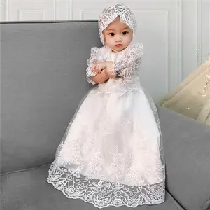 세례 소녀 드레스 3 개월 침례 아이 침례 드레스 가운 드롭 배송 클래식 어린이 흰색 짧은 볼 가운 미디