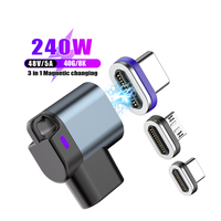 Adaptateur magnétique T10 240W |   Adaptateur Mini Type C en forme de T 24 broches 8K 40 Gbps avec embouts magnétiques iOS, USB-C et Micro