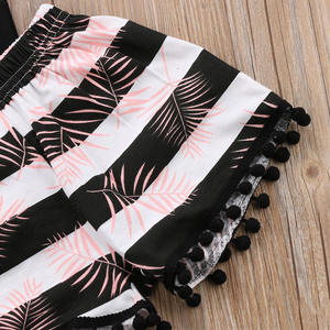 Vêtements en gros pour tout-petits, ensembles courts en coton pour bébés filles avec leggings rayés, échantillons en provenance de Chine - Product Image 6