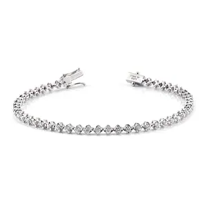 Made in China Nice design 2.5mm natural diamond jewelry 18k solid white gold bracelet