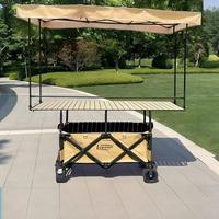 Chariot pliable pour le shopping avec parapluie et auvent, idéal pour les stands extérieurs et le camping