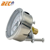 YN60 Axial Mount Shock-Resistant Pressure Gauge 0-10 Bar/140 Psi with U-Type Back Mount Bracket Water and Air Pressure Gauge