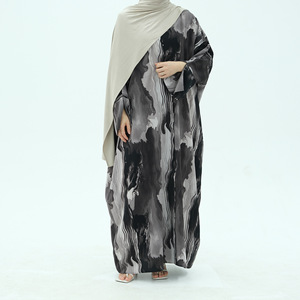 Sharut Dubai Abaya 2025 Kaftan Turc Modeste Abaya Robe Femmes Robe Musulmane Kimono Tie Dye Aquarelle En Mousseline De Soie Imprimé Ouvert Abaya - Product Image 6
