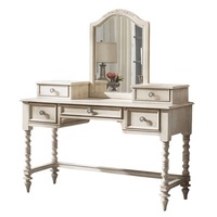 Coiffeuse blanche en bois massif de style français, haut de gamme, personnalisé en bois massif pour table à manger, miroir, meubles de chambre à coucher