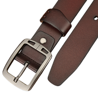 Ceinture Classique Rétro pour Homme en Cuir de Vachette, Style Business Décontracté, Longueur Ajustable, Finition Denim, Boucle à Ardillon en Alliage