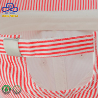 Modieuze, volledig op maat gemaakte, roze gestreepte, gewassen katoenen denim petten voor heren en dames, zomer, reizen, feestjes, casual wear.