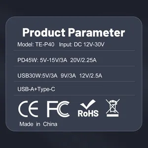 Cargador de Coche de 45W con Doble Puerto USB C PD3.0 QC3.0, Adaptador de Carga Rápida con Protección de Seguridad Avanzada, Compatible con Vehículos de 12V y 24V, 1 Unidad - Product Image 6
