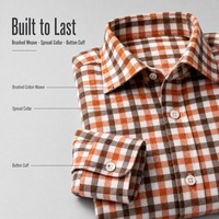 Kemeja Kasual Pria 100% Katun Kerah Kotak Flanel Berbahan Benang Celup Bermotif Kotak-Kotak Lengan Panjang Dapat Dicuci Mesin Musim Dingin 140g OEM