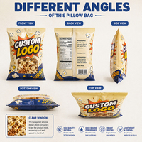 Sacs d'emballage personnalisés pour aliments et snacks, sacs pour chips, sacs oreillers, sacs à soufflet arrière, sacs à popcorn