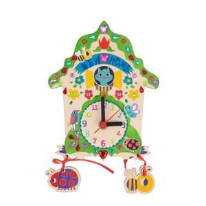 2024新设计儿童DIY绘画木钟布谷鸟艺术游戏套装工艺儿童绘画玩具 - Product Image 5