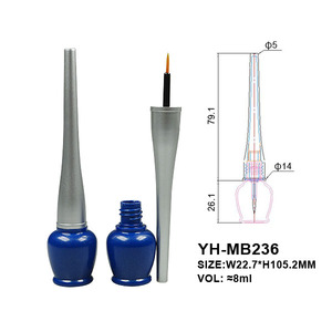 ขวดอายไลเนอร์แบบน้ำสีสันสดใส ภาชนะพลาสติกสำหรับเครื่องสำอางและขนตา ฝาสีเงินทรงยาว หลอดบรรจุภัณฑ์อายไลเนอร์แบบเปล่าทำจากพลาสติก ABS - Product Image 2