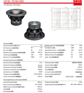 Subwoofer para Auto de <span class=keywords><strong>3500W</strong></span> <span class=keywords><strong>RMS</strong></span> y 15 Pulgadas 15100-062, Cono de Papel Resistente, Bobina Doble, Canasta de Aluminio Bajo Asiento, Frecuencia de 40-500Hz - Product Image 5