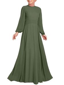 Vestido Largo Informal de Cintura Alta con Cinturón, Moda Casual para Mujer, <span class=keywords><strong>Cabaya</strong></span> Musulmana con Mangas Farol para Verano - Product Image 6