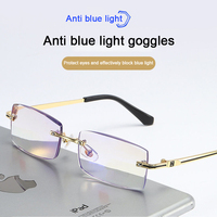 Lunettes de lecture polarisées sans monture avec bordure en diamant, anti-lumière bleue, pour femmes ou hommes, monture en métal