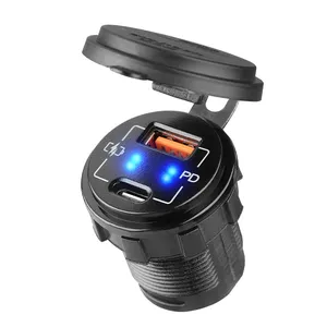 Professional Dual Qc3.0 Type C Pd Socket Usb Quick Charge 2Usb Car Charger