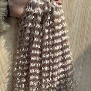 Extension per <span class=keywords><strong>Capelli</strong></span> in Piuma di Alta Qualità, <span class=keywords><strong>Capelli</strong></span> Vergini Europei, Colore Biondo Bianco, Ricci, 20 Pollici - Product Image 6