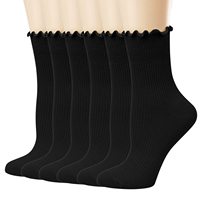 Chaussettes courtes pour femmes et filles, mignonnes, à volants effet 'lettuce', respirantes, en coton tricoté doux, couleur unie, décontractées