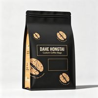 Sachet à café en film polyester et feuille d'aluminium avec valve et fermeture éclair, anti-odeur, fond plat, pour la vente au détail de noix et de thé