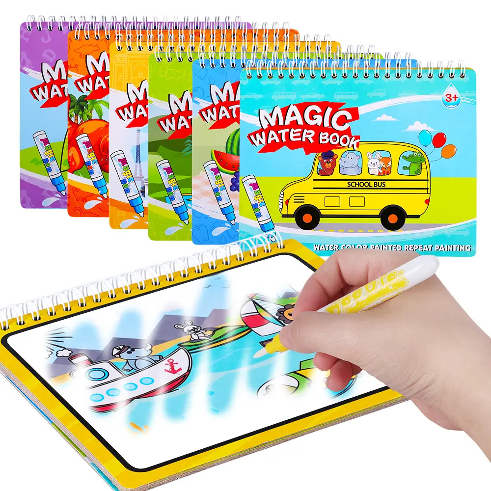 Toddlers Water Coloring Books Magic Paint with Water Doodle Book Toys Educational Learning Toy Gift for Boys Girls Kids