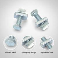 SAICHENG M12 Boulon de fixation pour profilé en acier électrogalvanisé à tête hexagonale, épaisseur 6 mm, 0,06 kg, classe 8.8, compatible séismique, CVC