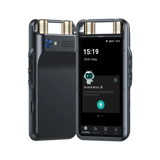 M5 AI Digital Voice Recorder Simultaneous Interpretation MP3 Audio Format for Transcription 2000mAh Long Capacity Battery
