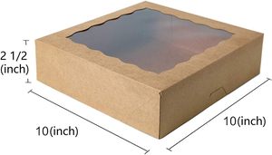 Cajas de Panaderí<span class=keywords><strong>a</strong></span> de Cartón Kraft Marrón, Cajas Grandes para <span class=keywords><strong>Tartas</strong></span> con Ventana de PVC, Caja Desechable Natural para Galletas, Chocolate, Fresas, Pasteles de Boda - Product Image 3