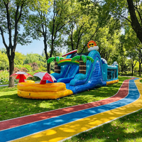 Toboggan gonflable géant et château gonflable combinés pour jeux en plein air, qualité commerciale pour location commerciale, aire de jeux gonflable