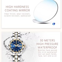BINBOND 2521 Jam Tangan Wanita Mewah Quartz dengan Tanggal Lengkap Jam Elegan untuk Wanita Tali Baja Tahan Karat Jam Tangan Fashion Bercahaya