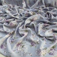 Tissu en Chiffon Imprimé Fleuri, Motif Lumineux et Doux, Tissu en Chiffon Floral Georgette pour Vêtements de Nuit Féminins