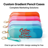 Étui à crayons en silicone, pochette de couleur dégradée, étanche, multifonctionnelle, élégante, pour enfants