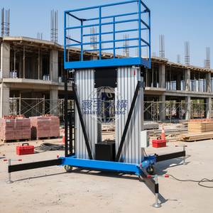 แท่นยกอลูมิเนียมแบบเสาคู่สำหรับงานบนที่สูง รับน้ำหนัก 500 กก. พร้อมบันไดสำหรับคนขึ้นลง ได้รับมาตรฐาน CE - Product Image 1