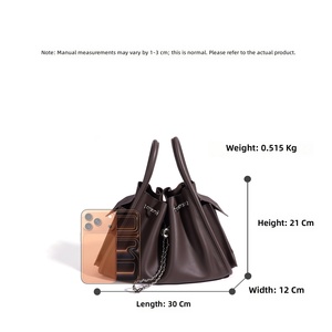2026 Newest Genuine Leather Slack Bucket <strong>Bag</strong> Women's Chain <strong>Buckle</strong> Shoulder <strong>Bag</strong> Niche Cowhide Personality Crossbody Handbag - Product Image 4