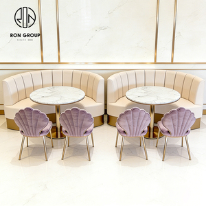 Table ronde en marbre pour café, ensemble table et chaises pour <span class=keywords><strong>restaurant</strong></span>, mobilier de restauration avec banquette - Product Image 3