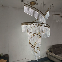 Lustre en cristal moderne en spirale, grande lampe suspendue LED de luxe pour hall de villa, plafonnier pour plafond haut