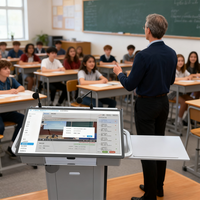 Podium et pupitre multimédia électronique numérique intelligent avec écran tactile de 23.6 pouces pour la conférence en classe et l'église.