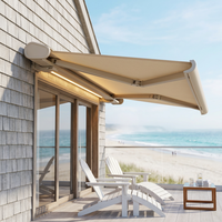Auvent rétractable motorisé à cassette complète, auvent extérieur en aluminium pour patio et jardin, pare-soleil électrique, télécommande, LED, balcon